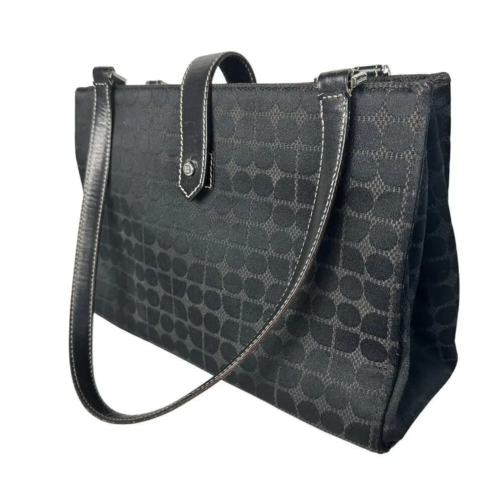 Kate Spade Bag Vintage Tote Shoulder Bag Nylon Fabric Leather Black